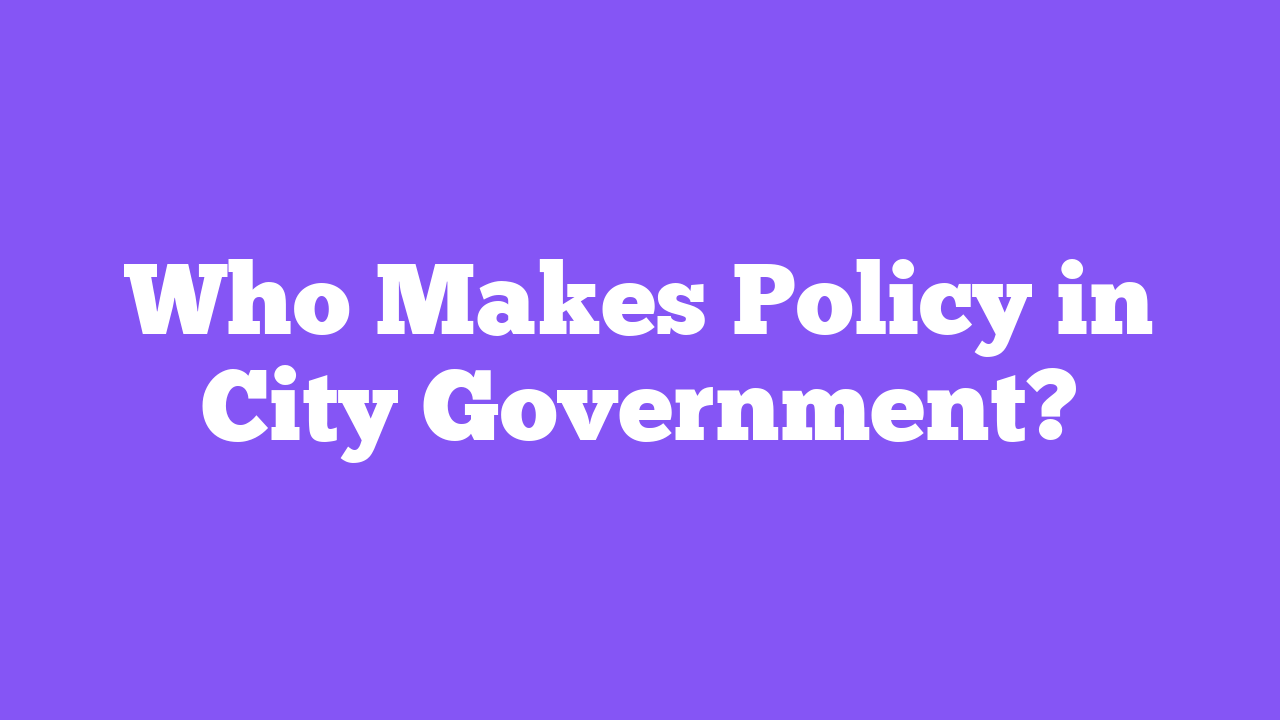 Who Makes Policy in City Government?